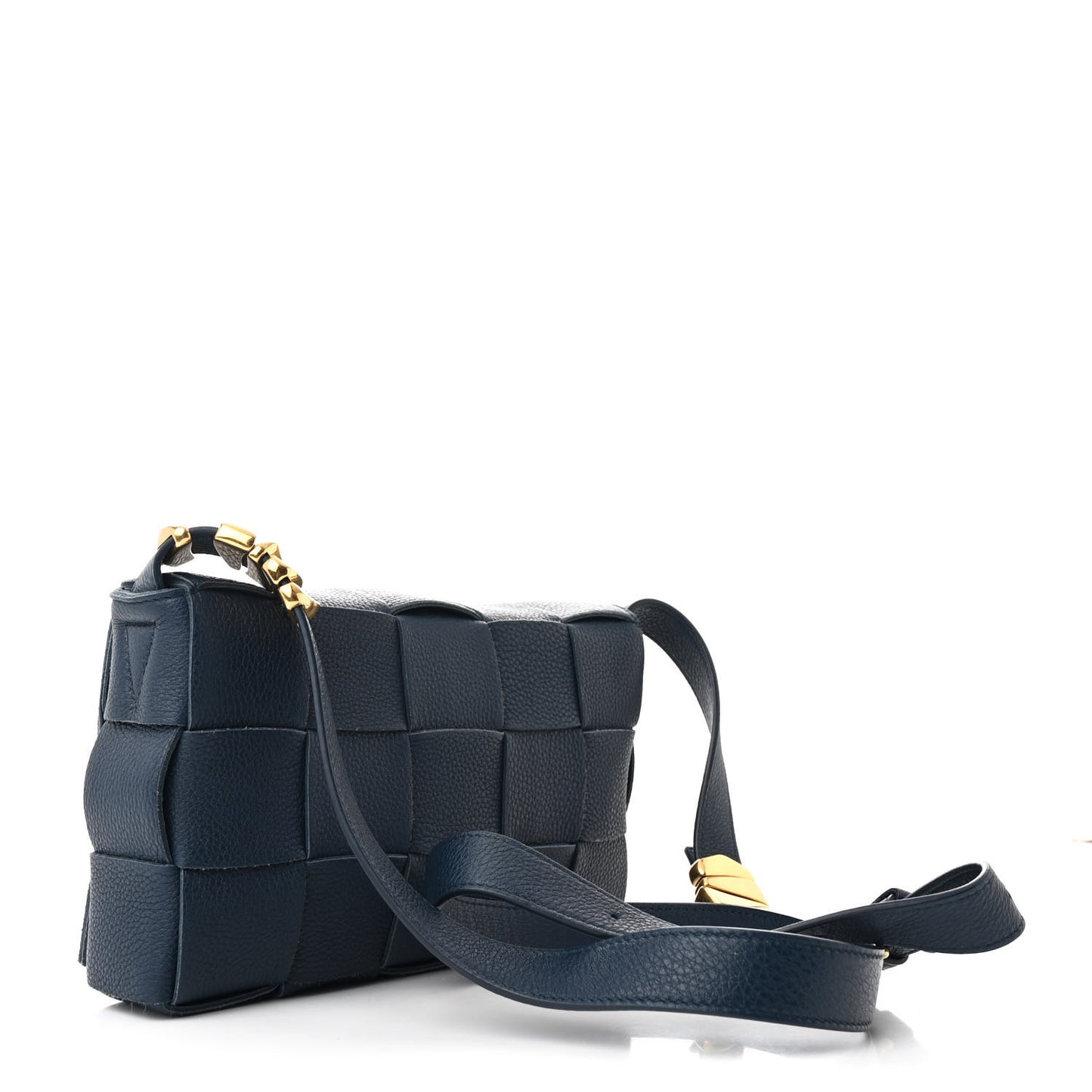 Grained Calfskin Maxi Intrecciato Cassette Crossbody Bag Deep Blue