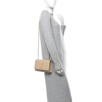 Saint Laurent Grain De Poudre Small Monogram Kate Satchel Nude Powder 2 of 9