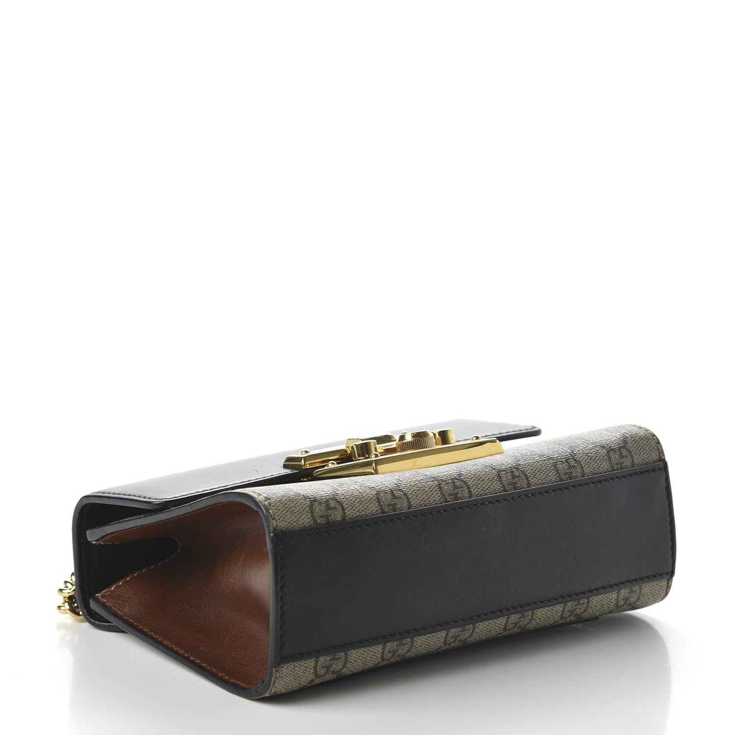 Gucci GG Supreme Monogram Calfskin Small Padlock Shoulder Bag Beige Black Cuir 4 of 11