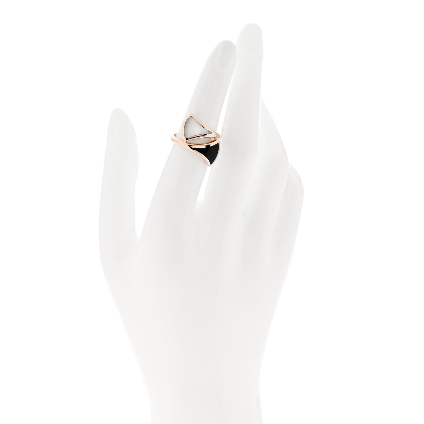18K Rose Gold Black Onyx Mother of Pearl Divas' Dream Ring 50 5.25