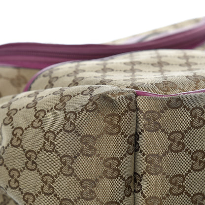 Gucci Monogram Margaux Calfskin Large Diaper Bag Beige Ebony Peonia Flower 12 of 17