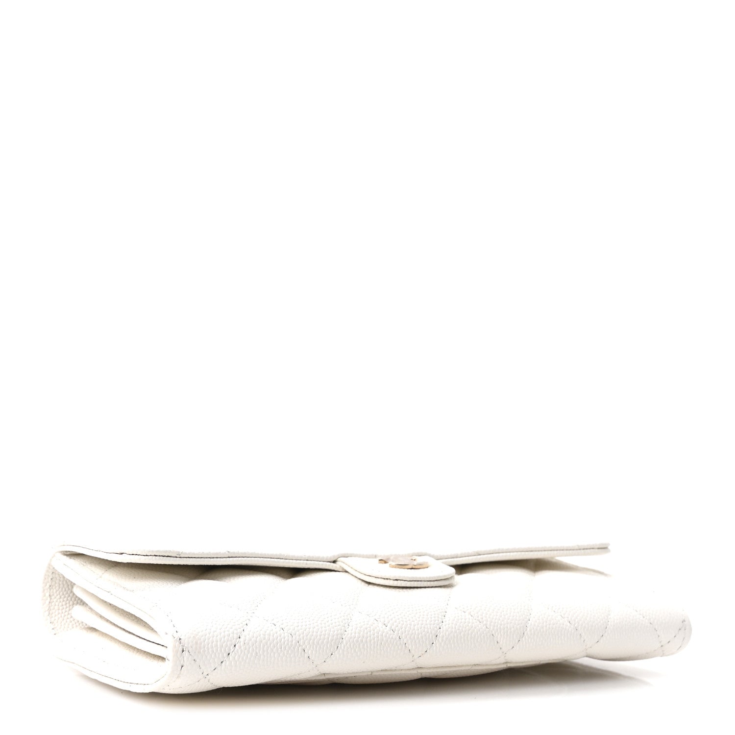 Chanel Caviar Quilted Large Gusset Flap Wallet White 4 of 12