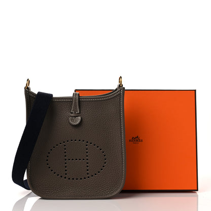 Hermes Taurillon Clemence Amazone Evelyne TPM Etoupe Bleu Indigo 10 of 10