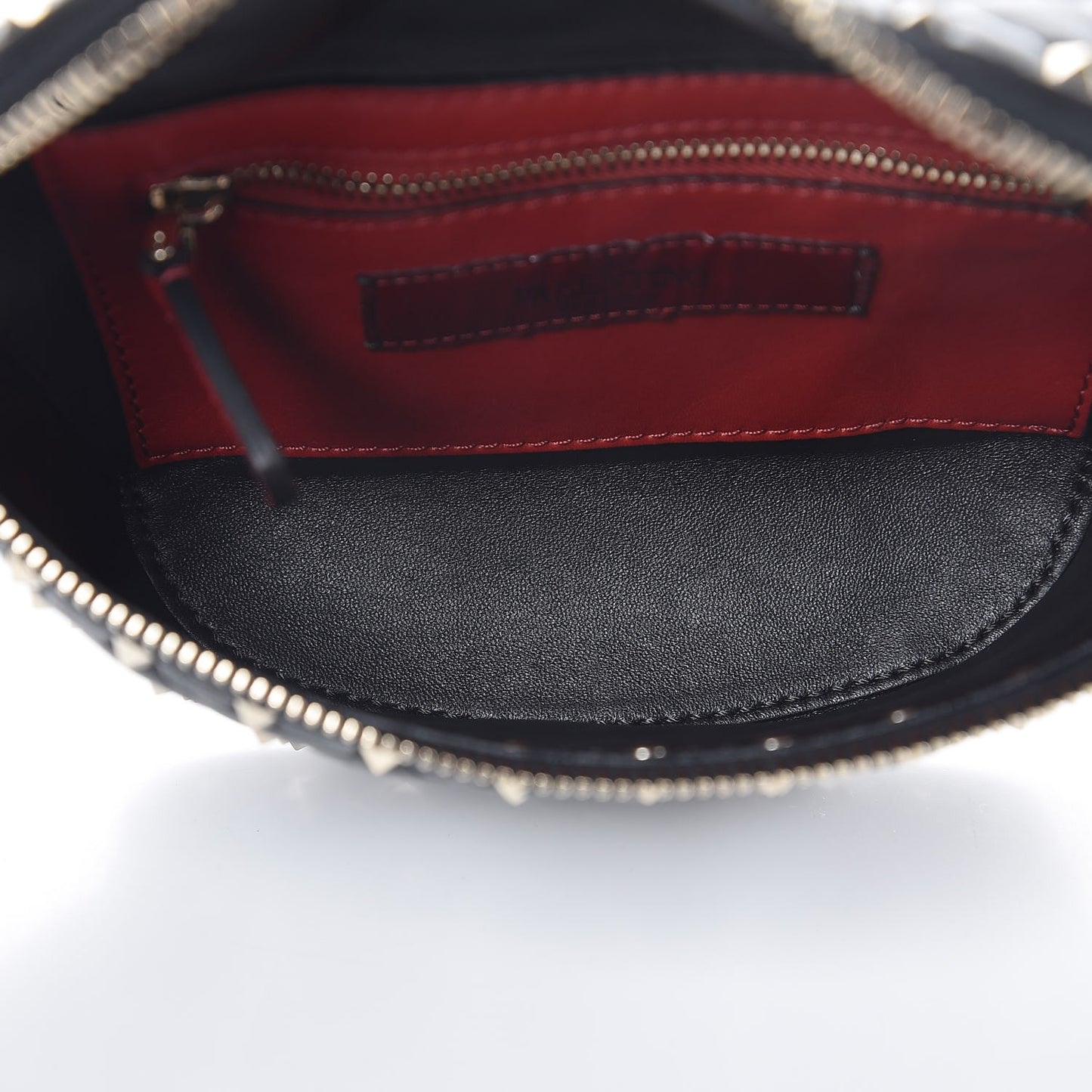 Lambskin VLTN Rockstud Spike It Belt Bag 95 Black White