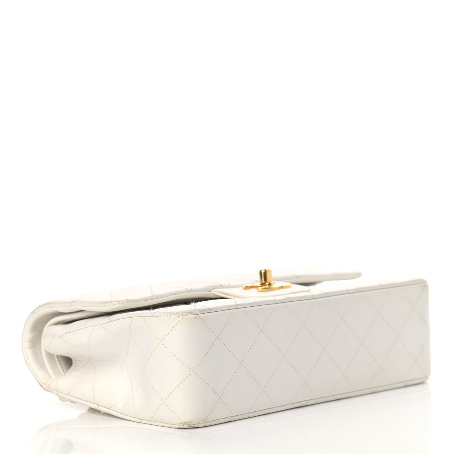 Lambskin Quilted Small Double Flap White