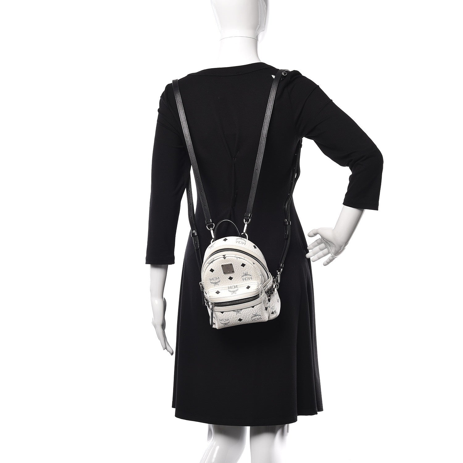 MCM Visetos Studded X-Mini Bebe Boo Backpack White 2 of 10
