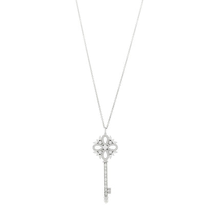 Tiffany Platinum Diamond Victoria Key Pendant Necklace 3 of 7