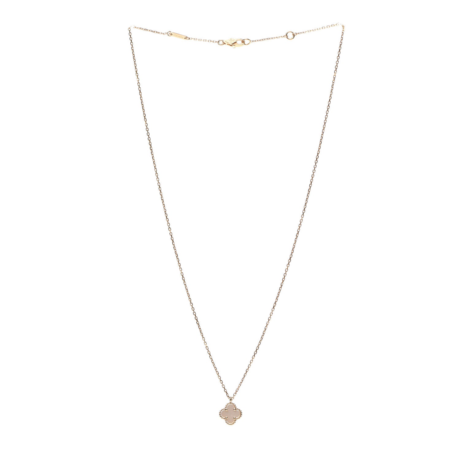 Van Cleef & Arpels 18K Yellow Gold Mother of Pearl Sweet Alhambra Pendant Necklace 3 of 6