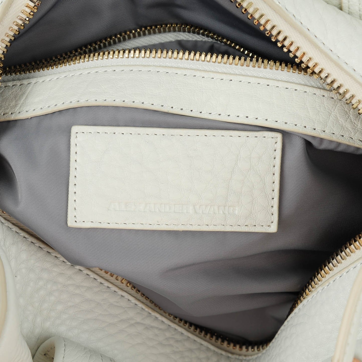 Pebbled Lambskin Rocco White Pale Gold Hardware