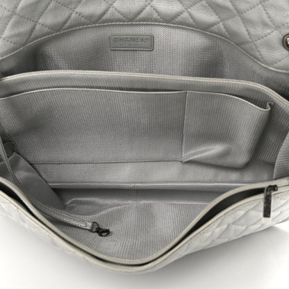 Chanel Metallic Calfskin Quilted XXL Travel Flap Bag Silver 5 of 10