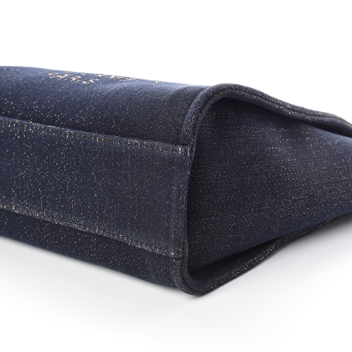 Lurex Canvas Small Deauville Tote Navy Blue Gold