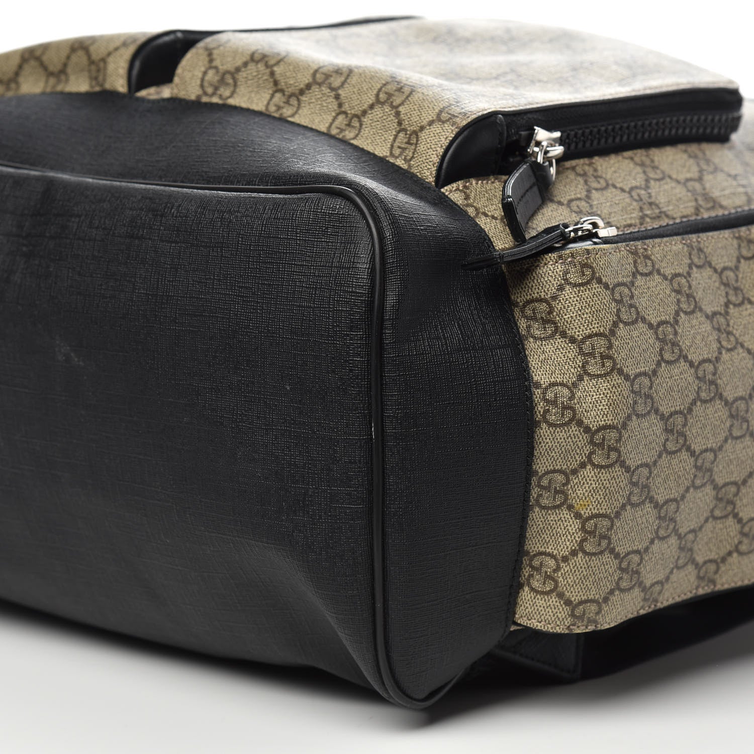 Gucci GG Supreme Monogram Single Buckle Backpack Beige Black 10 of 14