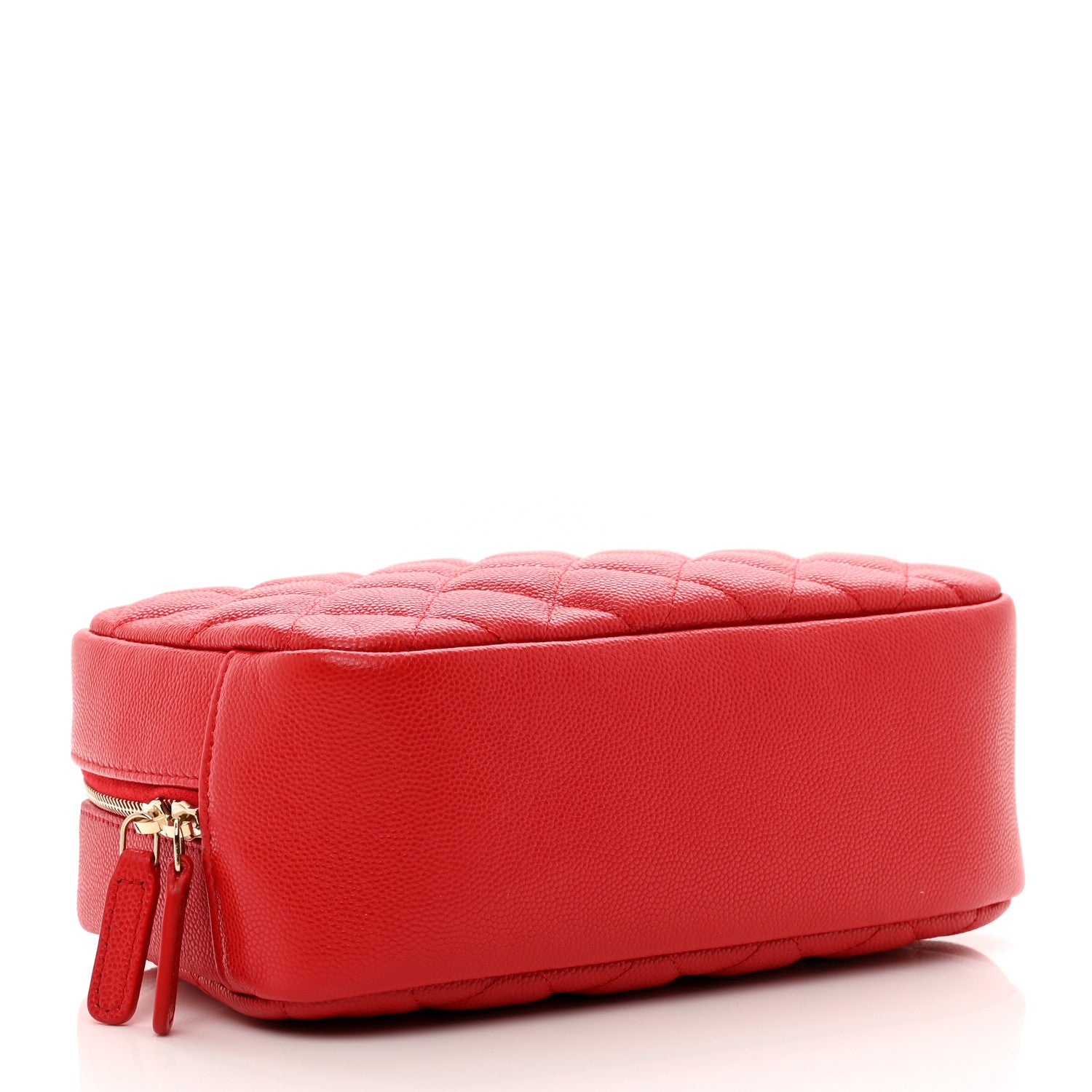Chanel Caviar Quilted Medium Curvy Pouch Cosmetic Case Red 4 of 7
