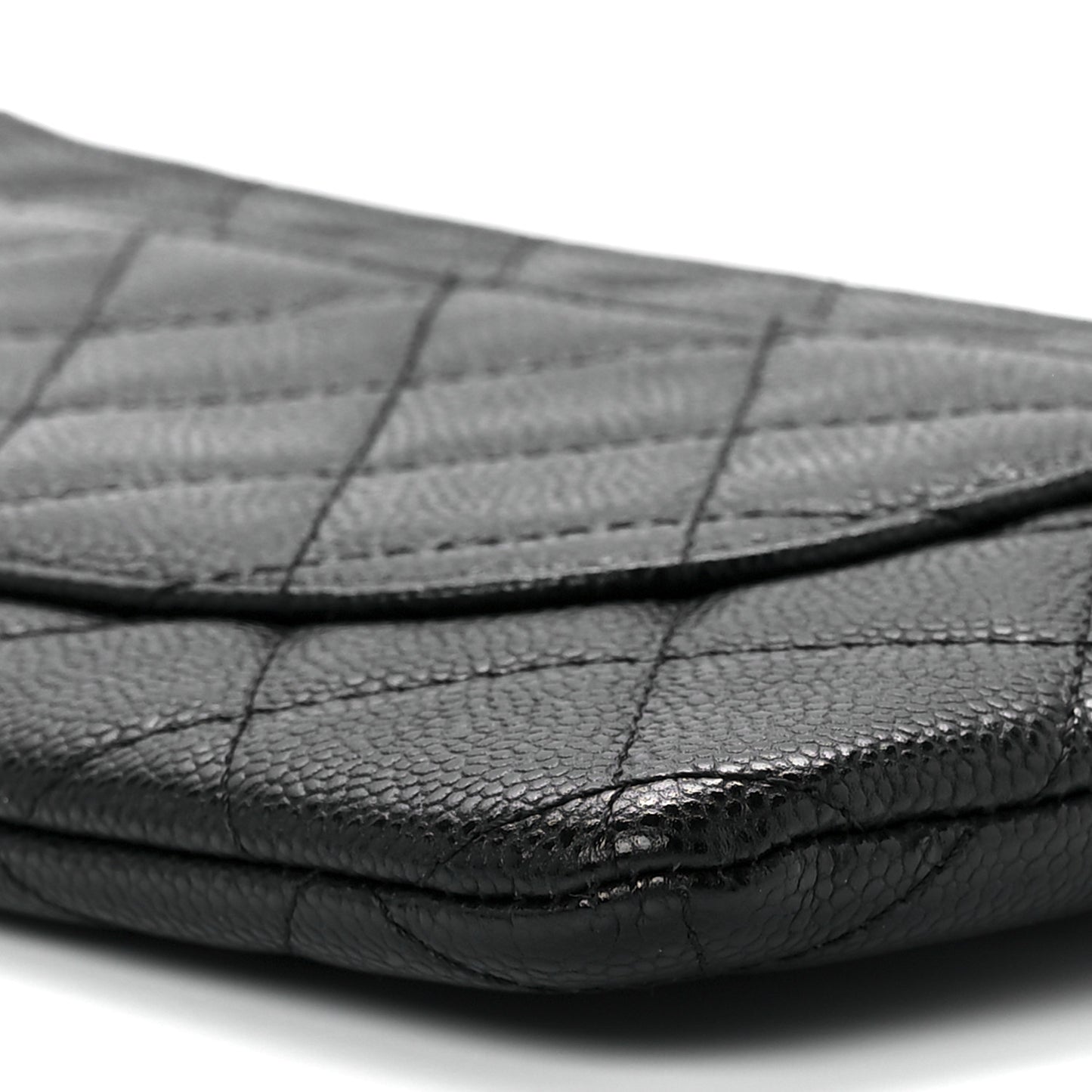 Caviar Quilted Double Zip Cosmetic Case Black