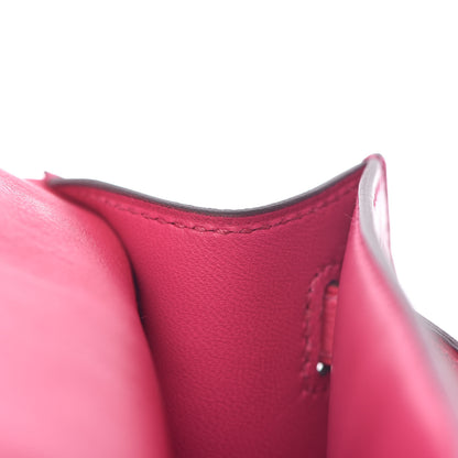 Hermes Ostrich Kelly Pochette Clutch Rose Tyrien 20 of 29