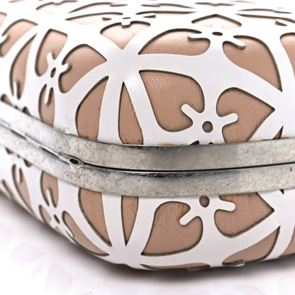 Alexander McQueen Nappa Laser-Cut Skull Box Chain Clutch Nude White 9 of 10