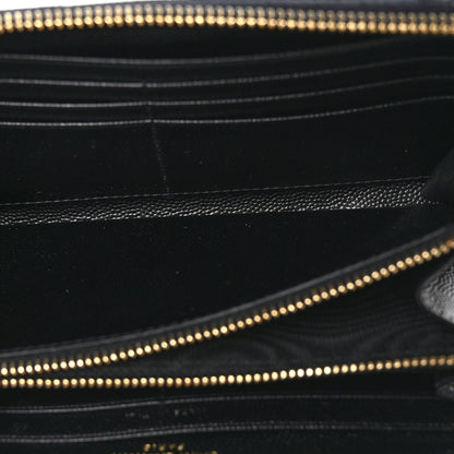 Saint Laurent Grain De Poudre Matelasse Chevron Monogram Zip Around Wallet Black 5 of 10