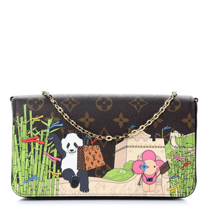 Louis Vuitton Monogram 2021 Christmas Animation China Wall Pochette Felicie Chain Wallet Myosotis Blue 3 of 9