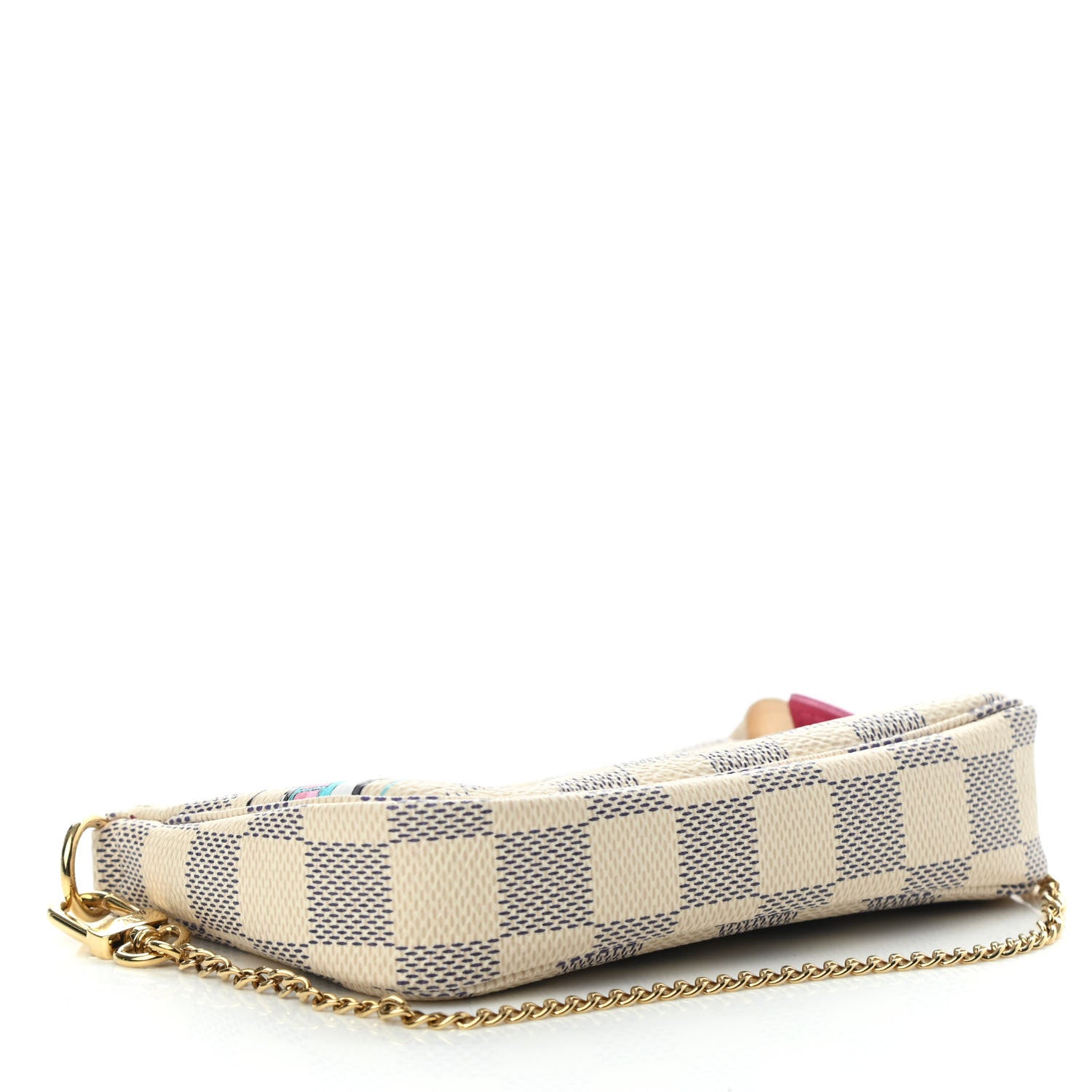 Louis Vuitton Damier Azur 2021 Christmas Animation Hollywood Mini Pochette Accessories Fuchsia 4 of 7