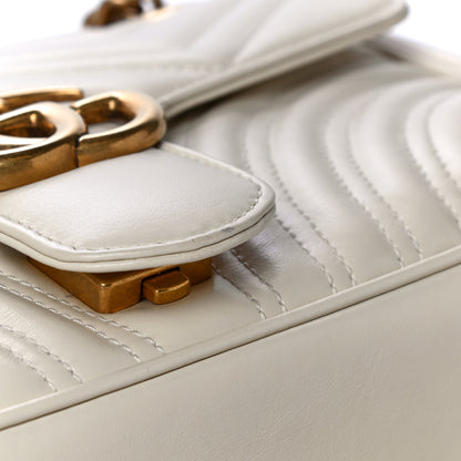 Gucci Calfskin Matelasse Small GG Marmont Shoulder Bag White 17 of 19