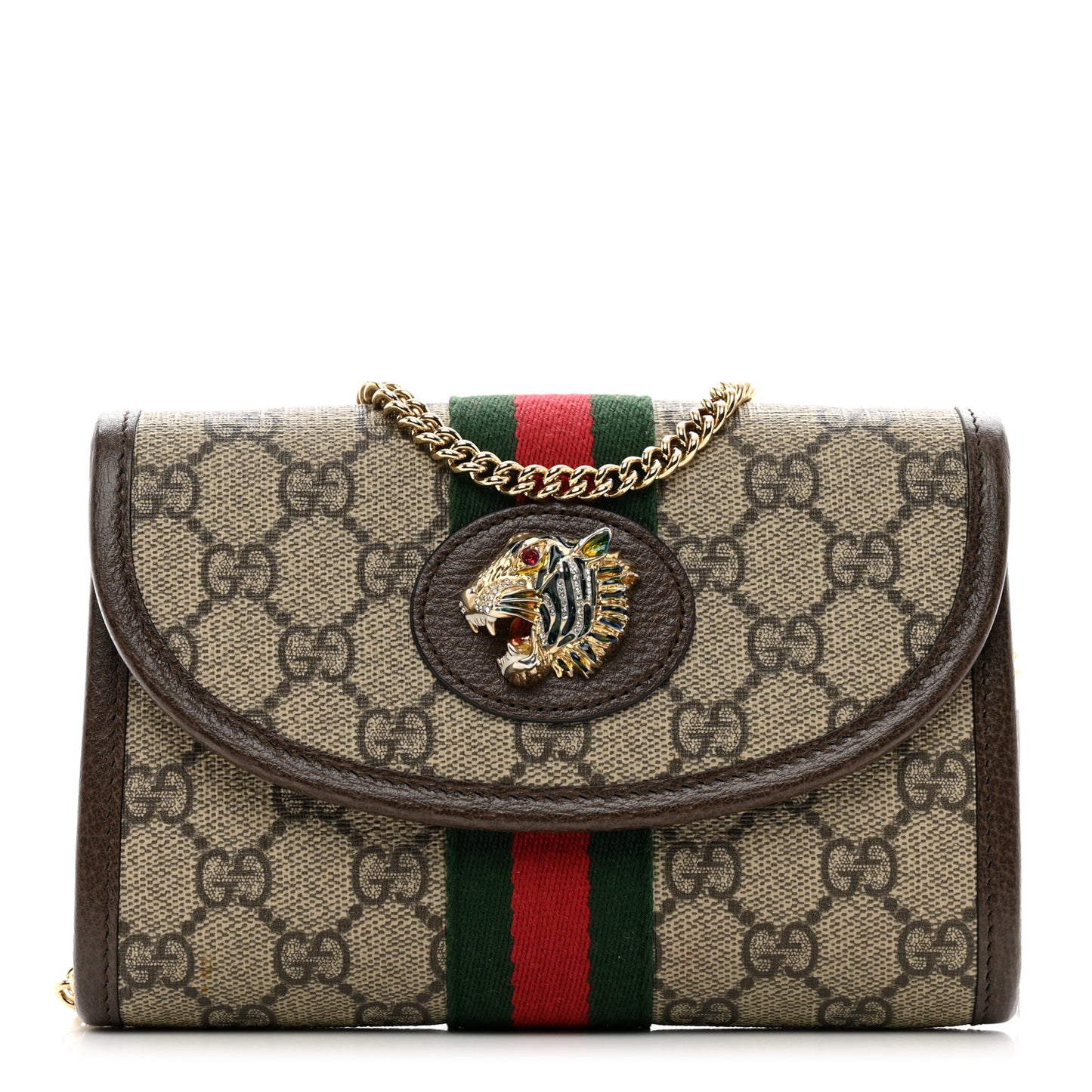 GG Supreme Monogram Web Mini Rajah Slim Flap Shoulder Bag Beige New Acero