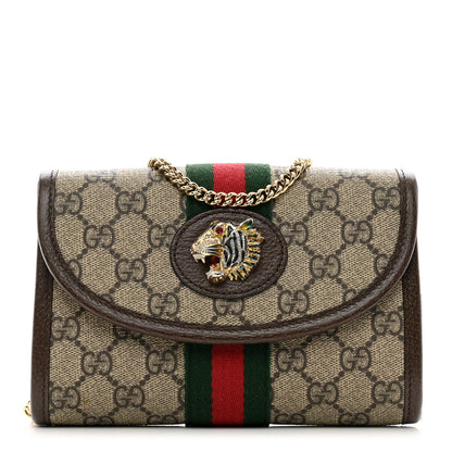 Gucci GG Supreme Monogram Web Mini Rajah Slim Flap Shoulder Bag Beige New Acero 1 of 10
