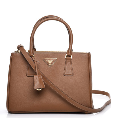 Prada Saffiano Small Galleria Double Zip Tote Caramel 1 of 8