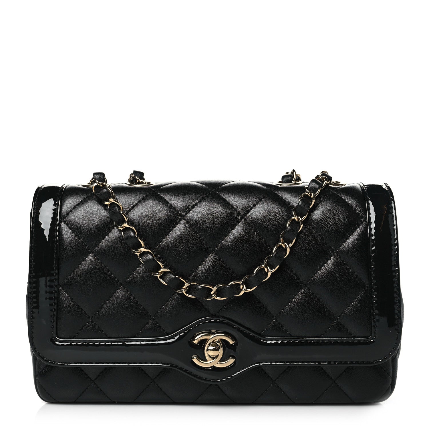 Chanel Lambskin Patent Calfskin Quilted Small Flap Bag Black 1 of 11