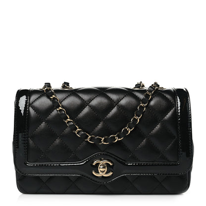 Chanel Lambskin Patent Calfskin Quilted Small Flap Bag Black 1 of 11