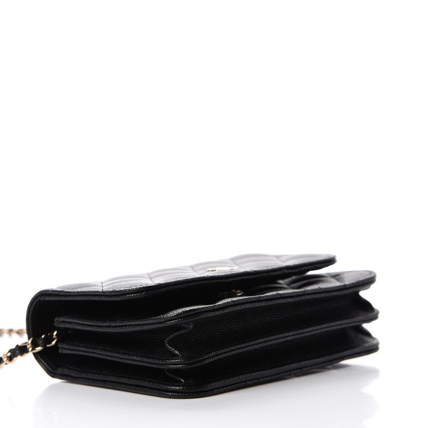 Caviar Quilted Mini Wallet On Chain WOC Black