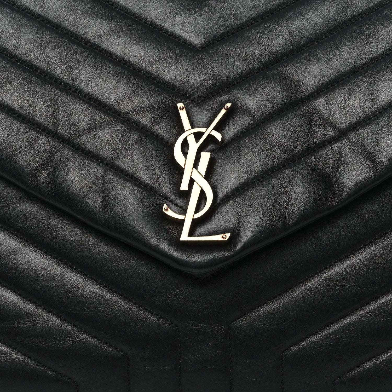 Saint Laurent Calfskin Y Quilted Monogram Large Loulou Chain Satchel Black 8 of 12