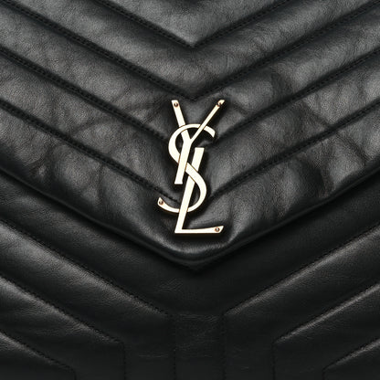 Saint Laurent Calfskin Y Quilted Monogram Large Loulou Chain Satchel Black 8 of 12