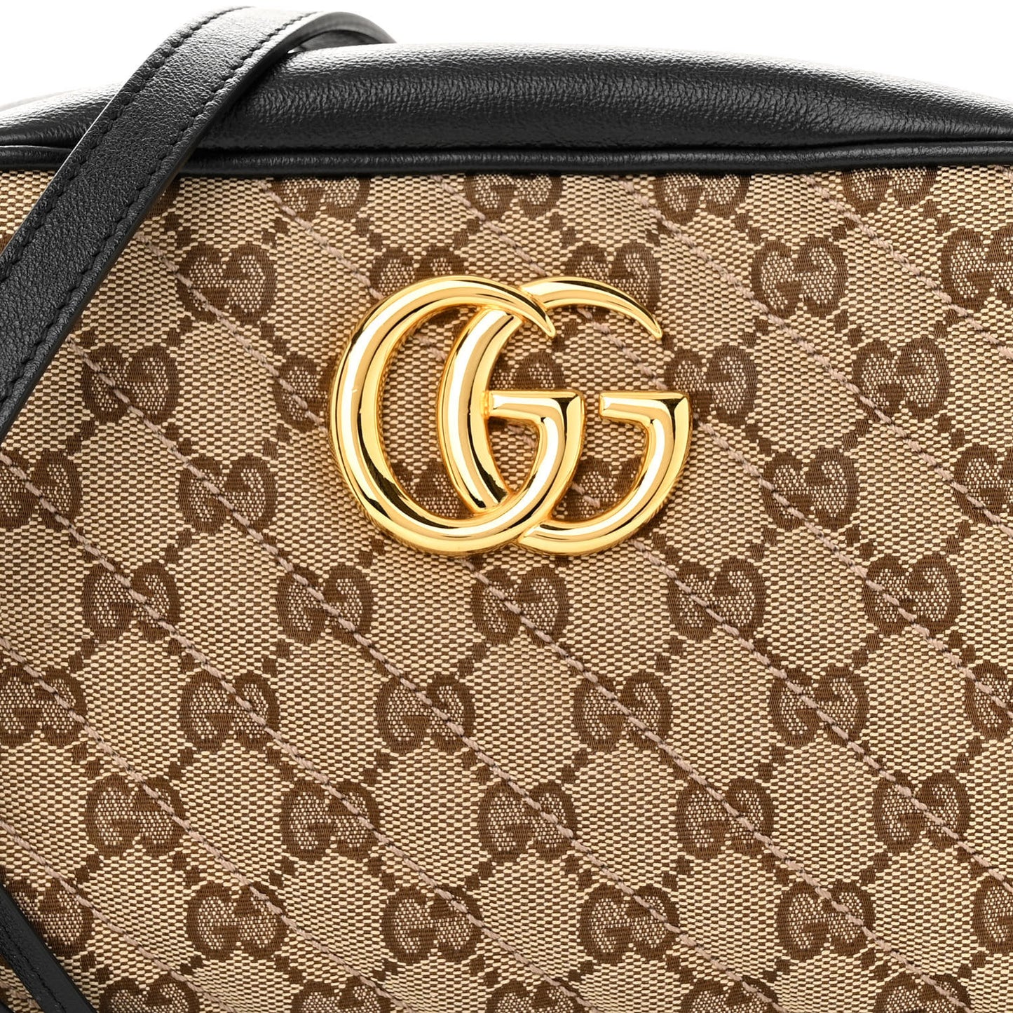 Monogram Matelasse Diagonal Small GG Marmont Chain Shoulder Bag Beige Black