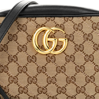 Gucci Monogram Matelasse Diagonal Small GG Marmont Chain Shoulder Bag Beige Black 9 of 11