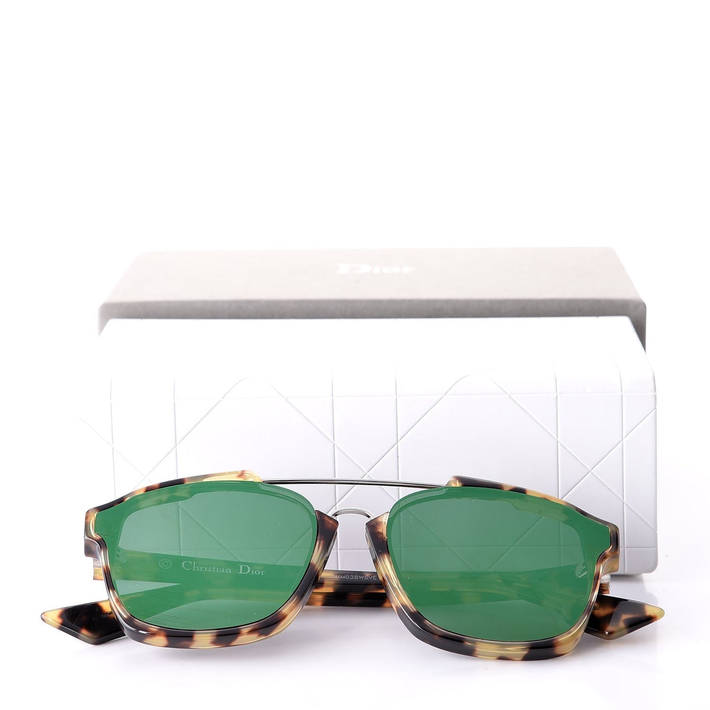 Abstract Square Mirrored Sunglasses Spotted Havana Green