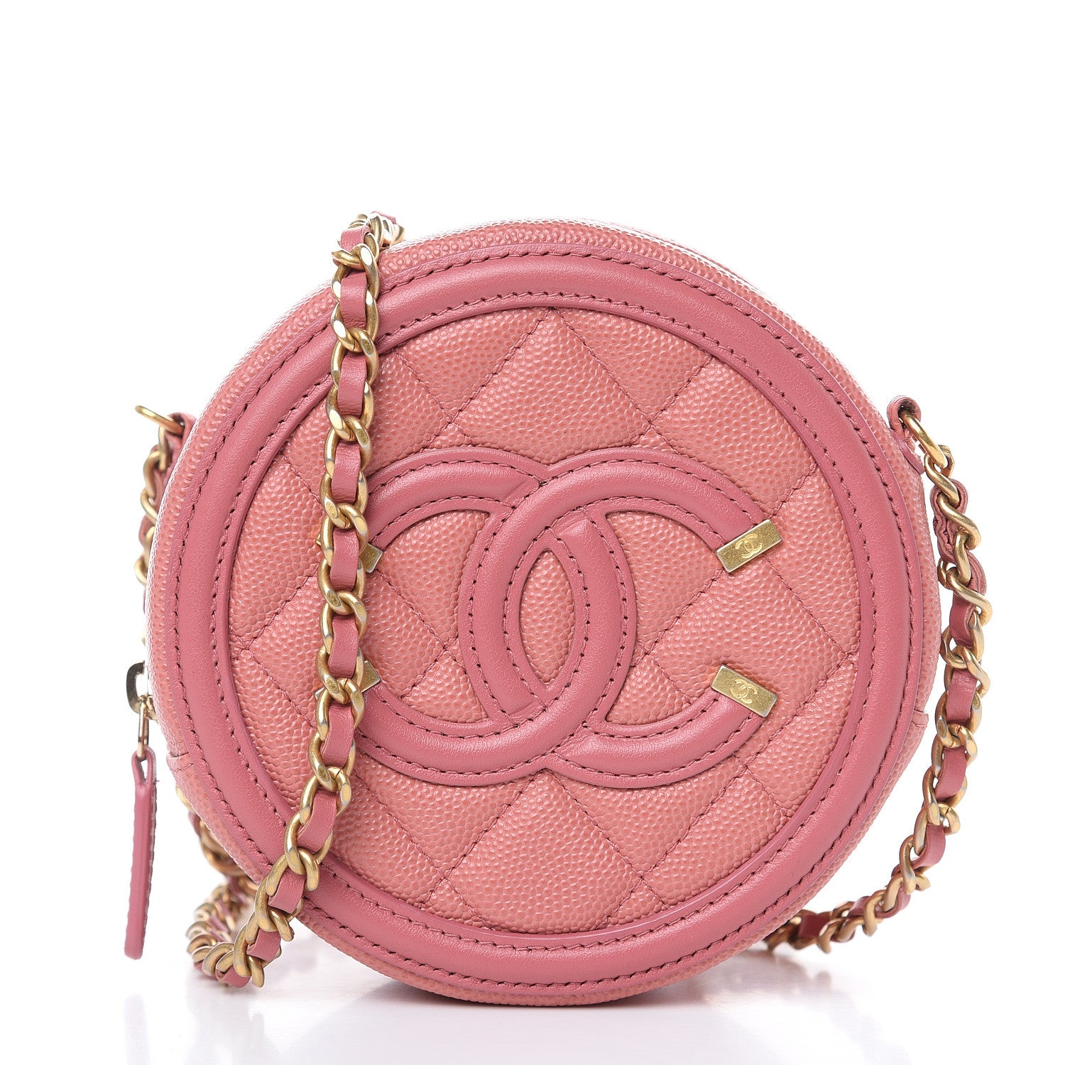 Chanel Caviar Quilted Round Filigree Crossbody Pink 1 of 9