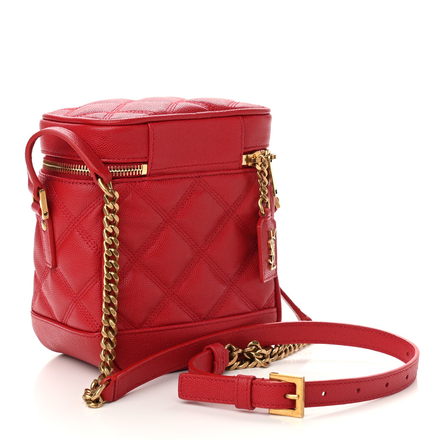 Saint Laurent Grain de Poudre Quilted 80's Vanity Bag Red 3 of 8