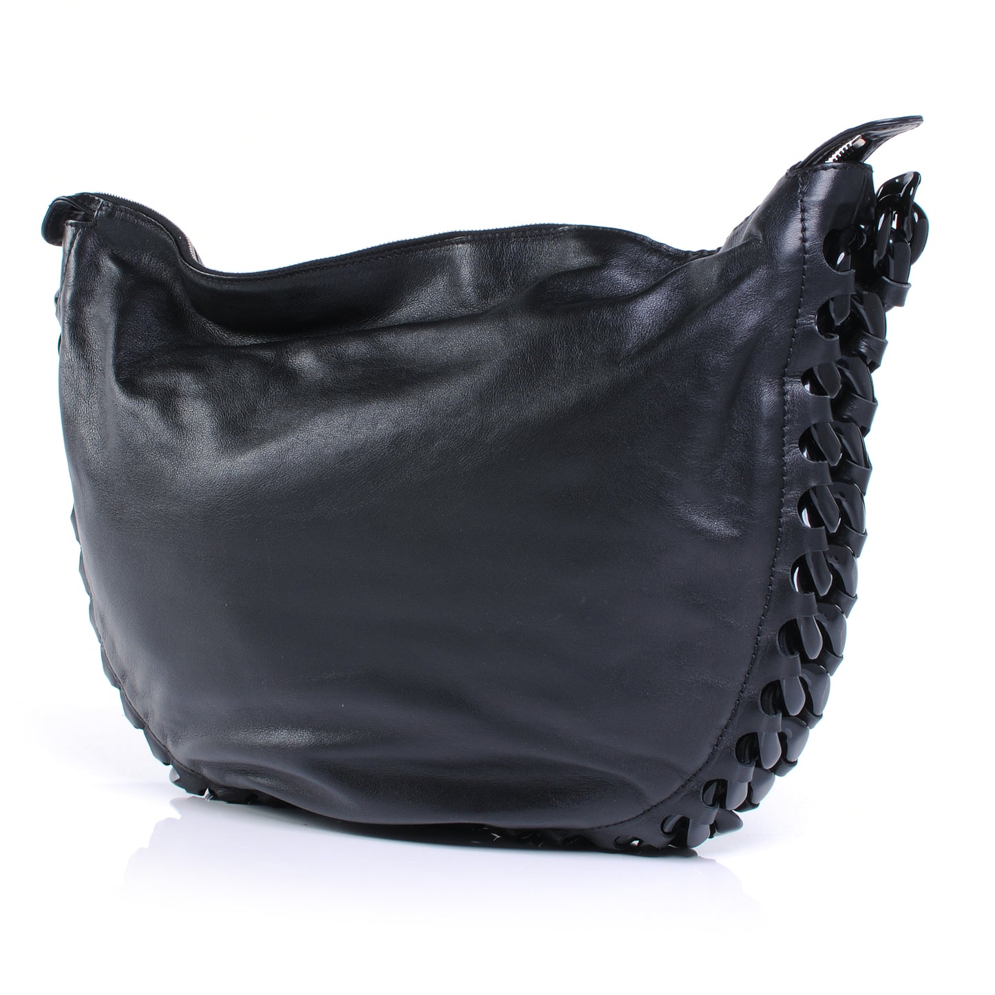 Leather Modern Chain Hobo Black