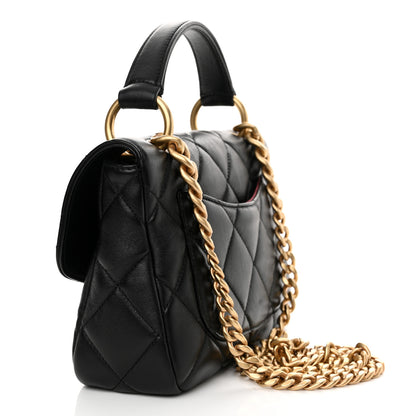 Chanel Lambskin Quilted Top Handle Flap Black 3 of 11