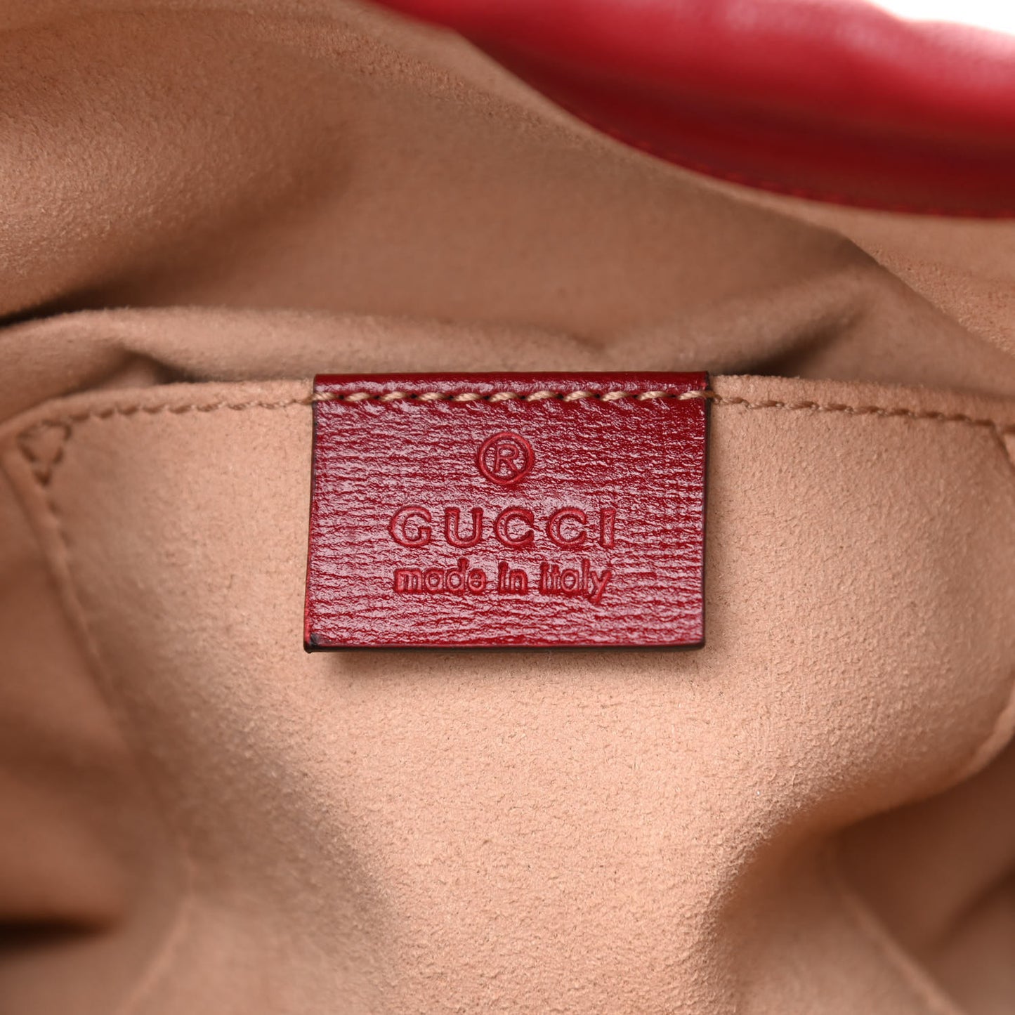Azalea Sakai Calfskin Horsebit 1955 Drawstring Bucket Bag New Cherry Red