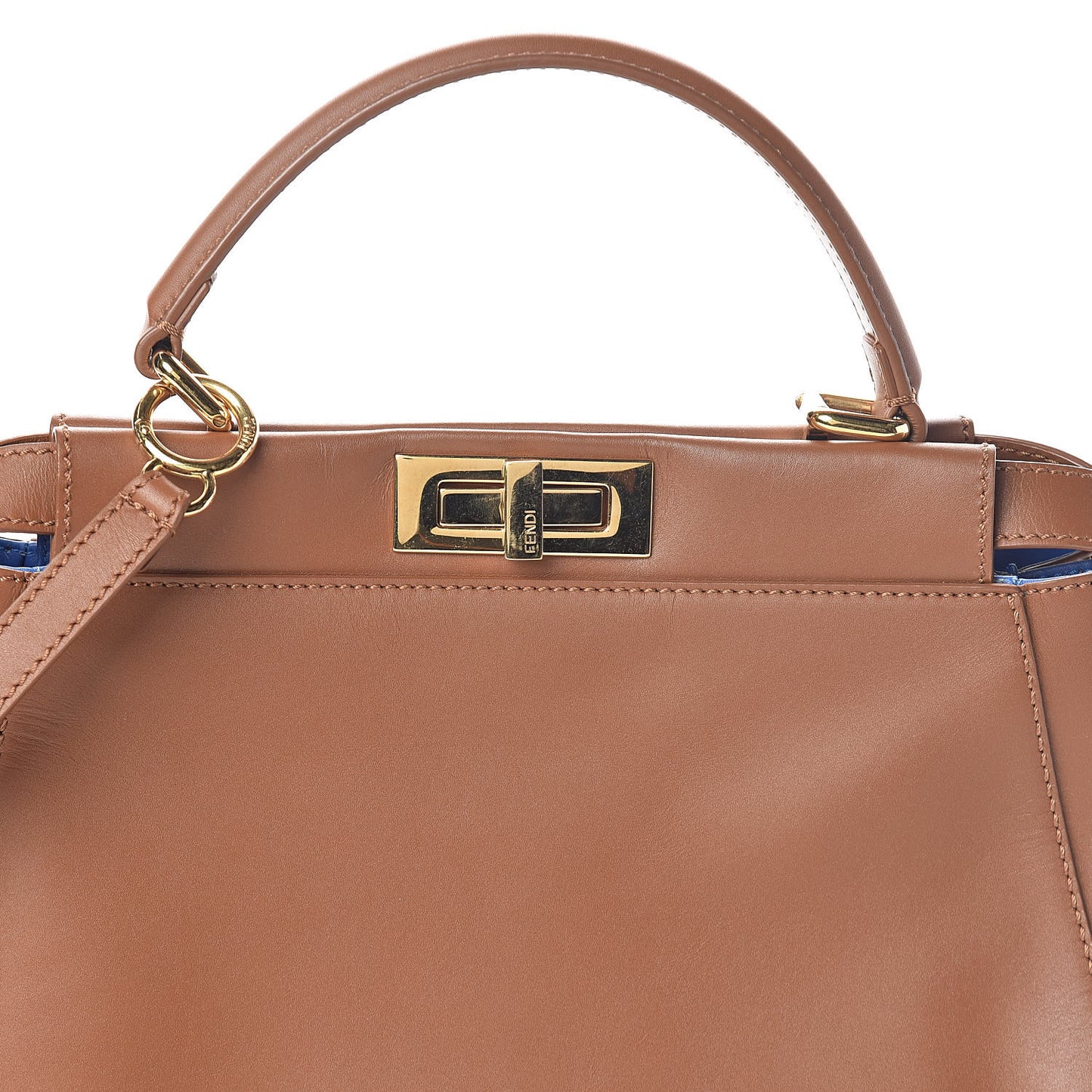 Vitello Morgan Shiny Nappa Medium Peekaboo Iconic Satchel Cuoio Bluette