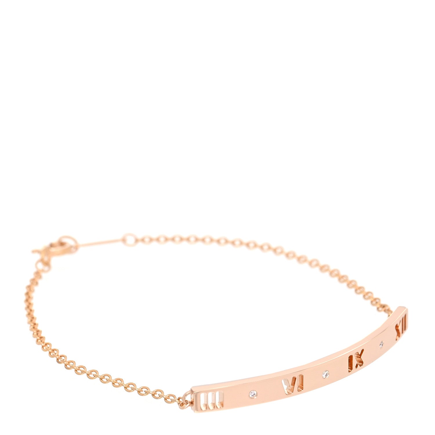 Tiffany 18K Rose Gold Diamond Atlas Bar Pierced Bracelet 1 of 6