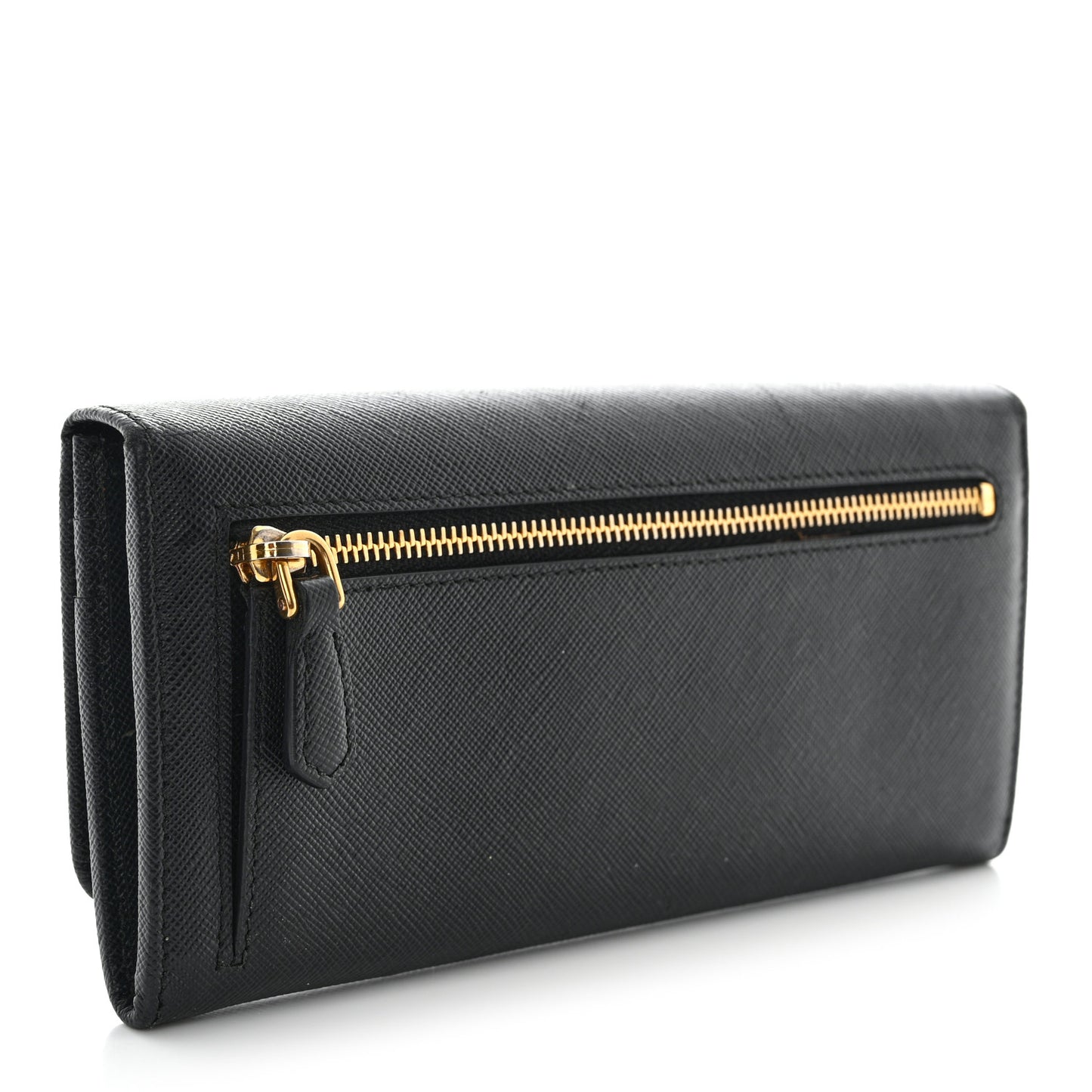 Saffiano Metal Continental Flap Wallet Black