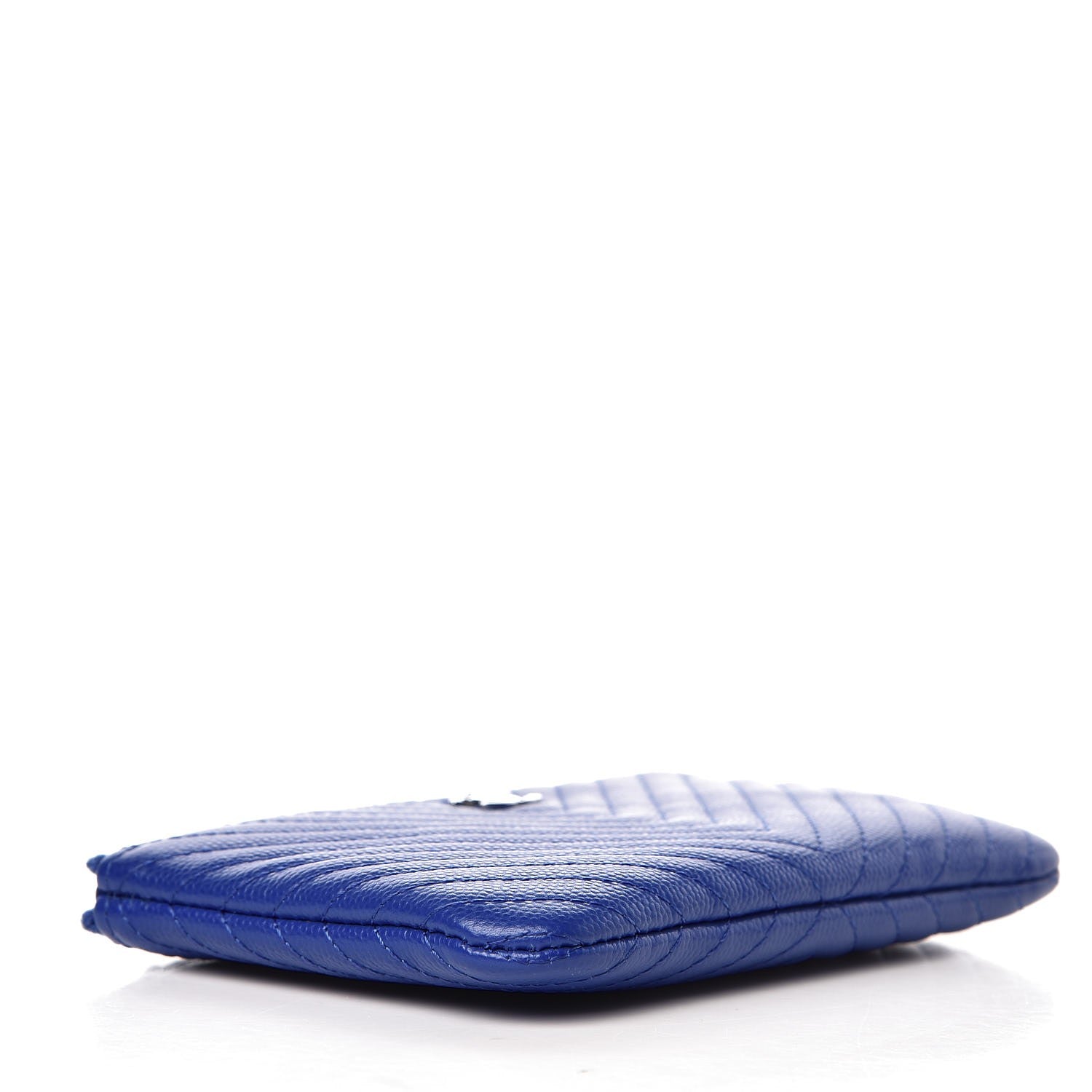 Chanel Caviar Chevron Quilted Small Cosmetic Case Blue 4 of 8