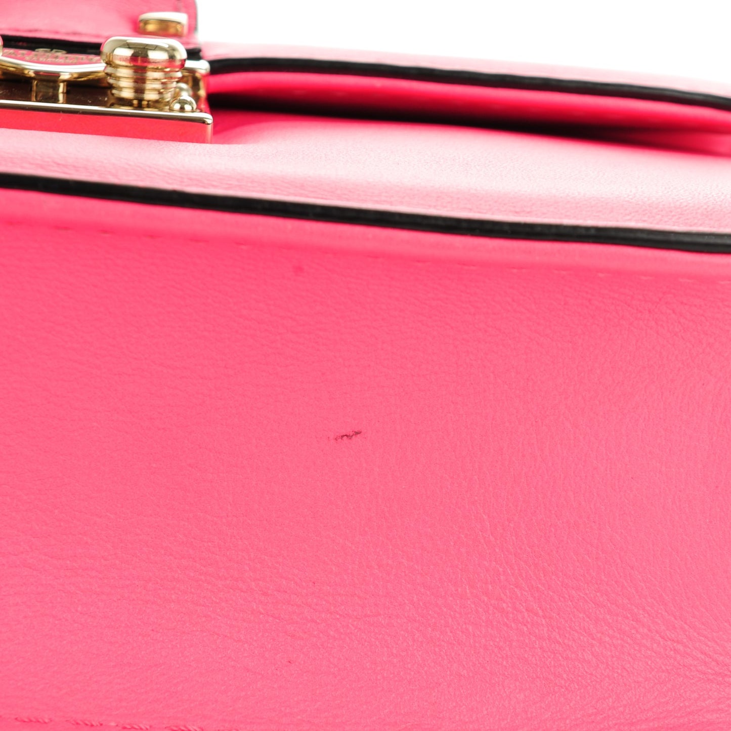 Vitello Small Glam Lock Rockstud Flap Fuxia Fluo