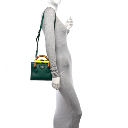 Gucci Wonka Grain Calfskin Mini Diana Tote Bag Green Yellow Fluo 2 of 10