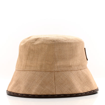 Fendi Cotton Woven Sheepskin FF Patch Bucket Hat S Naturale 5 of 9