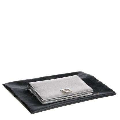 Fendi Metallic Calfskin Wallet On Chain Silver 4 of 8