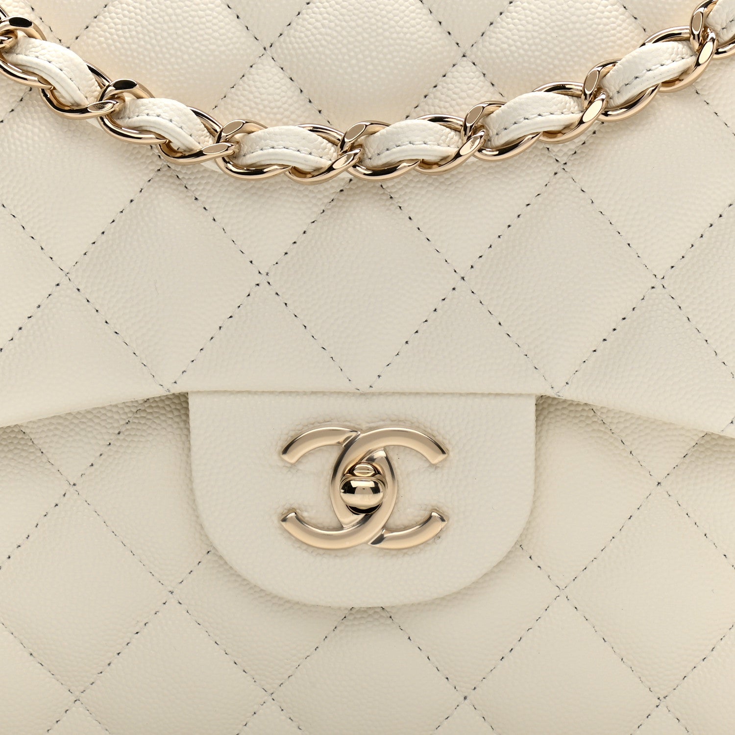 Chanel Caviar Quilted Jumbo Double Flap White 8 of 10