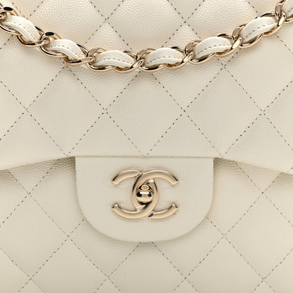 Chanel Caviar Quilted Jumbo Double Flap White 8 of 10